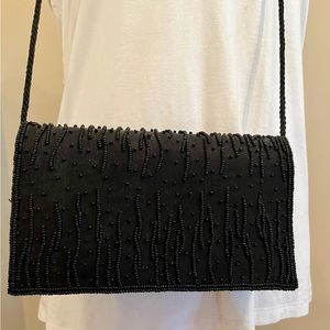 Vintage Black beaded crossbody bag with shimmer (brand unknown)